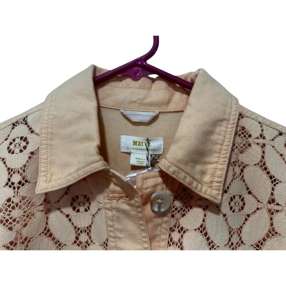 Anthropologie Maeve Lace Shirt Jacket Women Small Orange Shacket Cottage Western - Picture 12 of 16